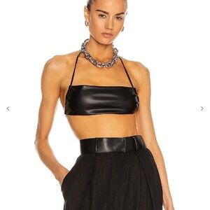 Aya Muse Faux Leather Tie Halter Backless Crop Top Size XS Revolve